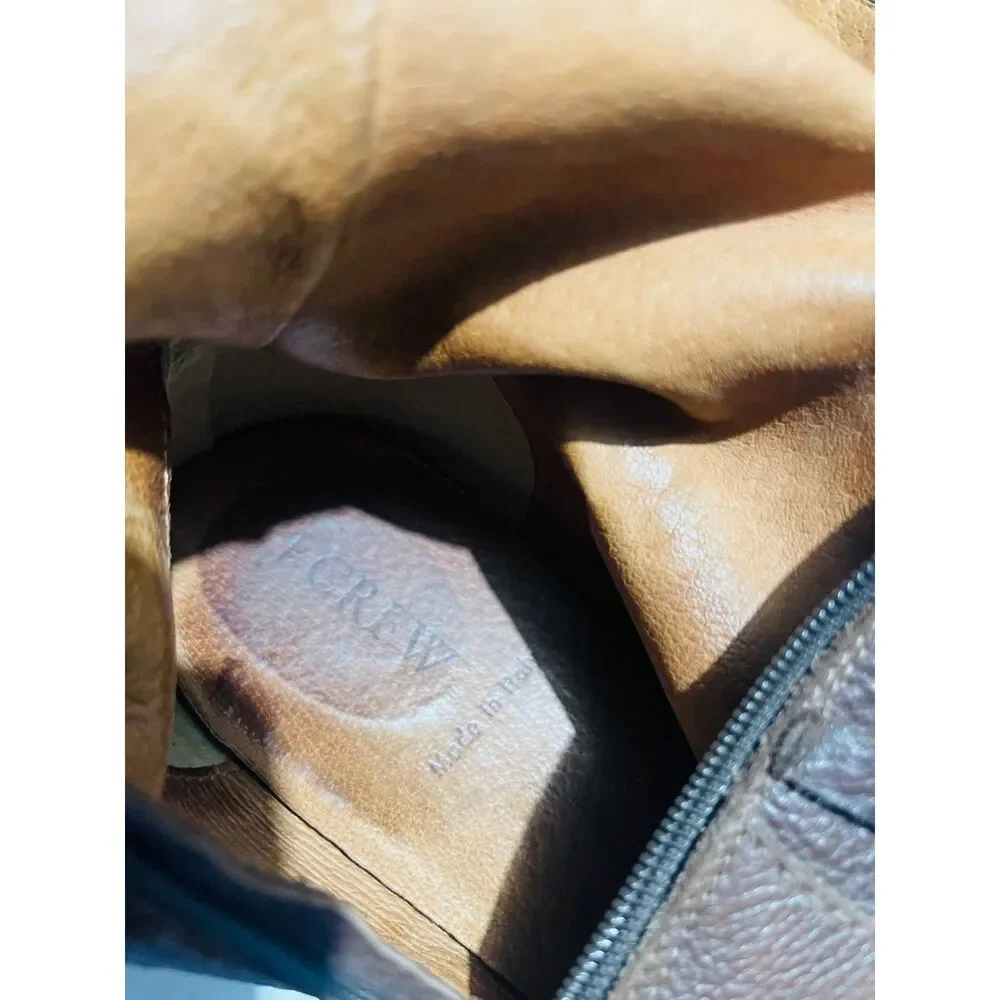 J. Crew Italy soft leather riding harness boots equestrian brown Zip up women 10